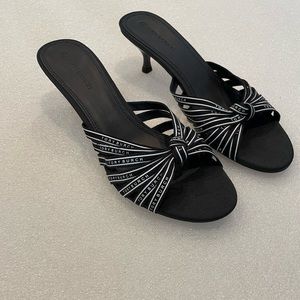 TORY BURCH Logo Open  Toe  Sandal /LEATHER Sole/Black/ US 7.5/ MSRP $280